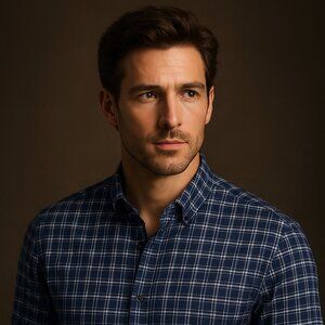 UNTUCKit Navy & Blue Plaid Long Sleeve Slim Fit Shirt - Size Small